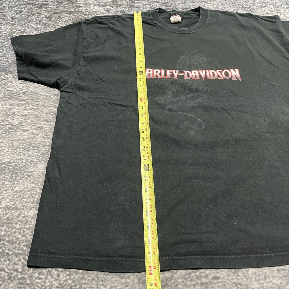 Vintage Harley Davidson Dragon T Shirt Mens 3XL Black Grunge Biker 2001 - Picture 9 of 10